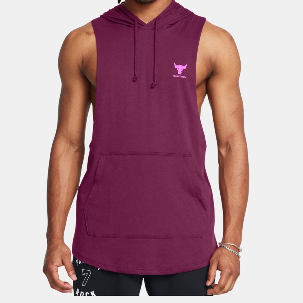 Project Rock Under Armour Maroon Sleeveless Hoodie NWT